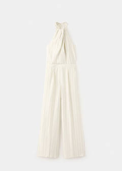 Striped halter-neck jumpsuit — Ecru 5