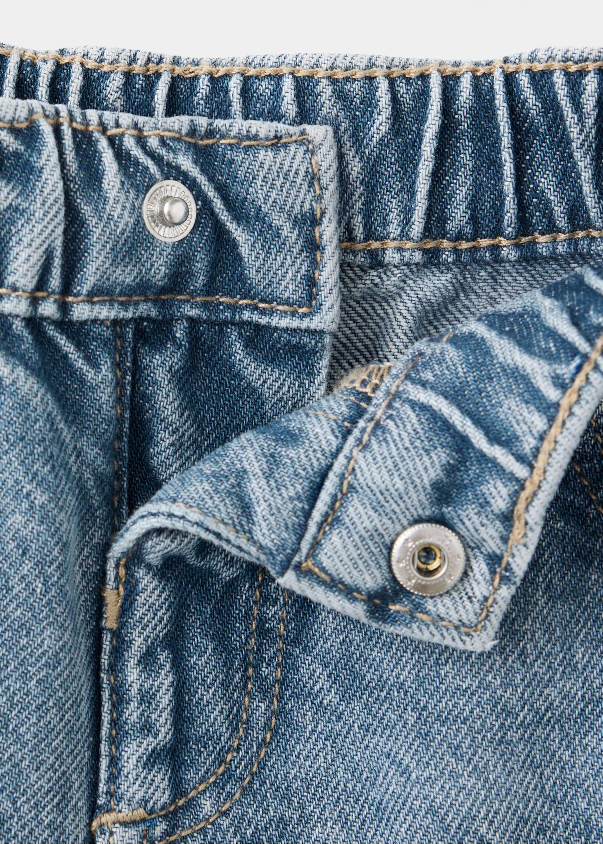 Cotton Paperbag Jeans - Details of the article 8, Medium Vintage Blue. Ref: 37083281-00.