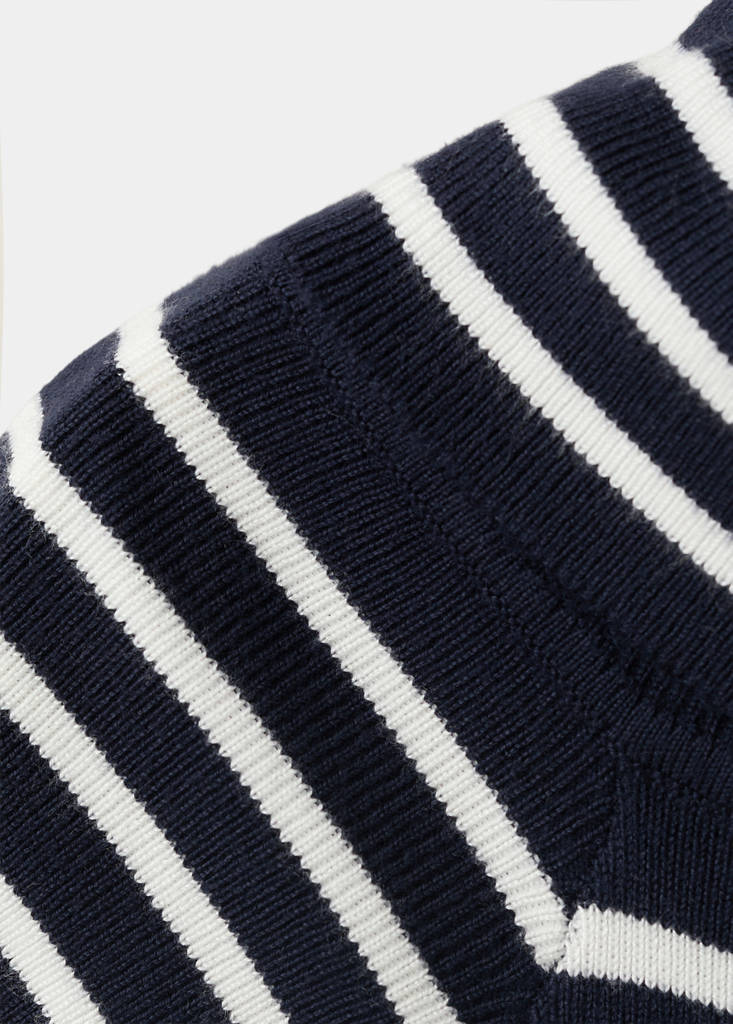Striped boat-neck top — Navy