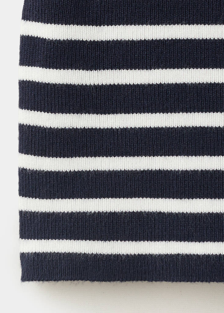Striped boat-neck top — Navy