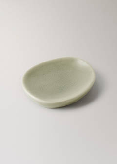 Crackled ceramic soap dish — Pastel Green 2