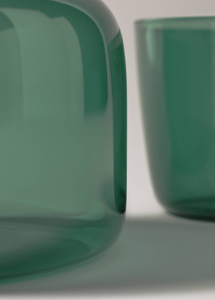 Smoked borosilicate jug — Petrol Blue