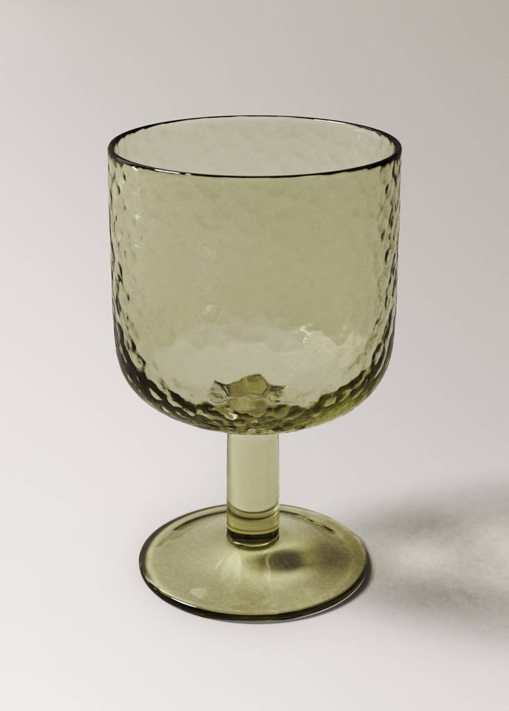 Hammered stem glass — Green