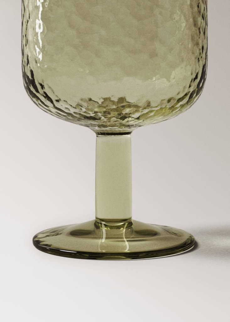 Hammered stem glass — Green