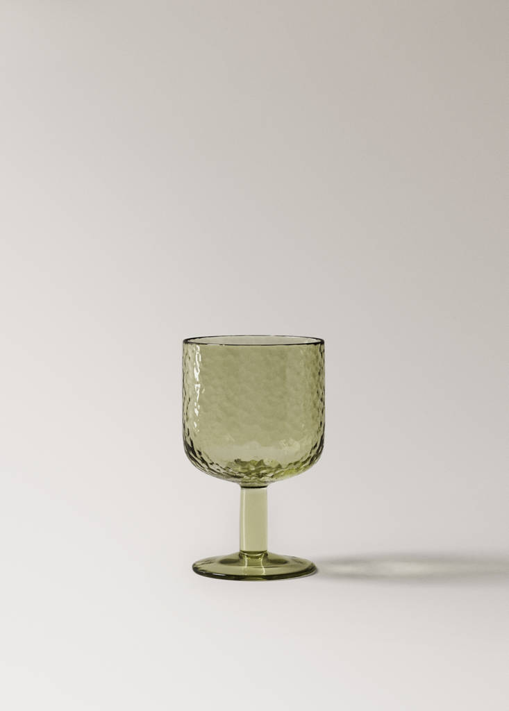 Hammered stem glass — Green