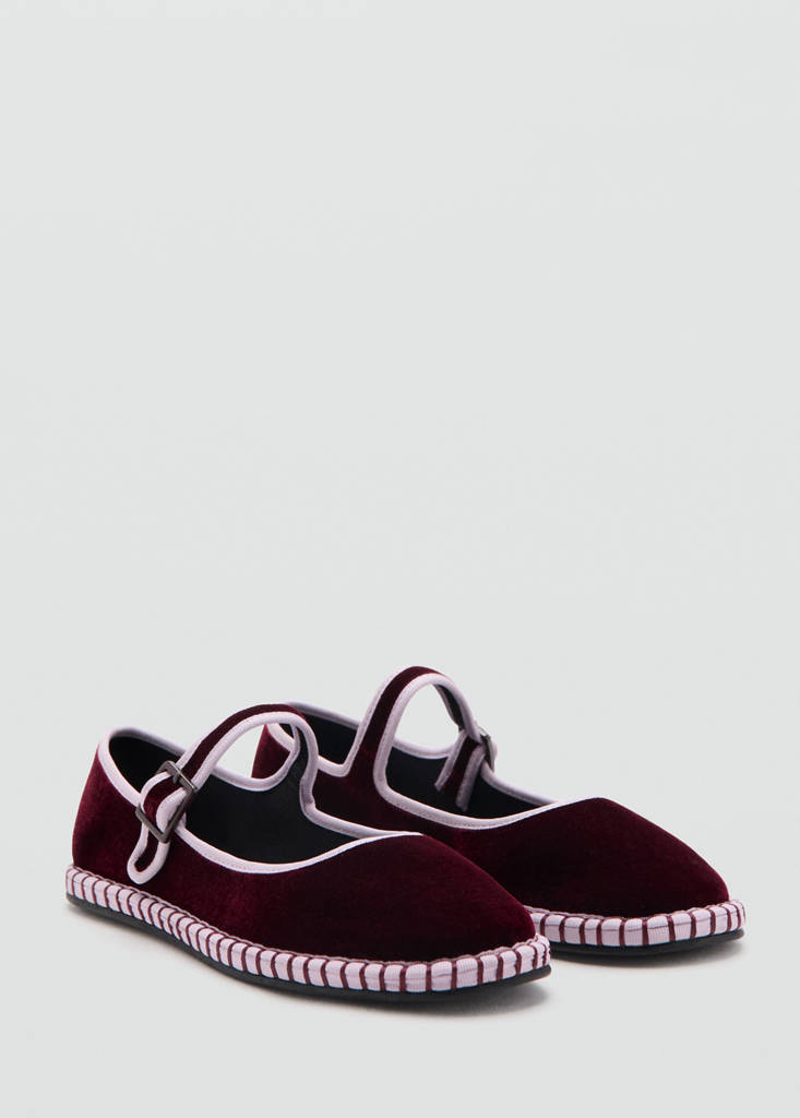 Two-tone buckle ballerinas — Burgundy