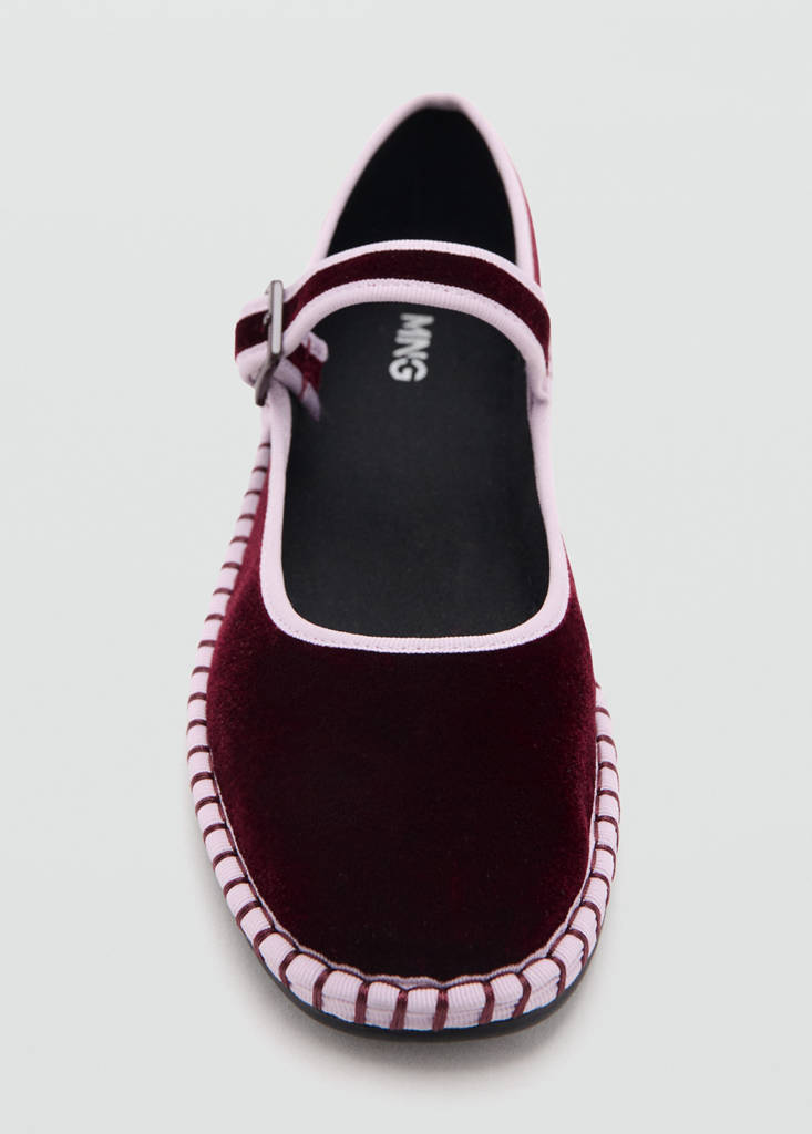 Two-tone buckle ballerinas — Burgundy