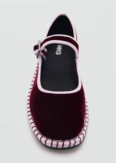 Two-tone buckle ballerinas — Burgundy 5