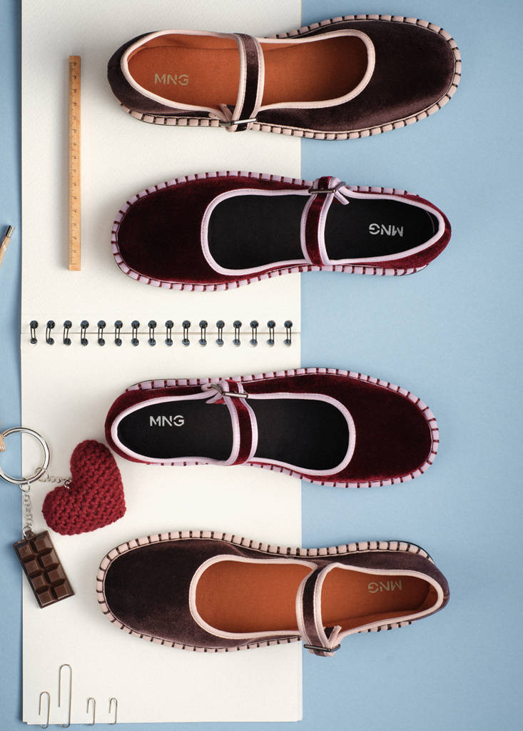 Two-tone buckle ballerinas — Burgundy