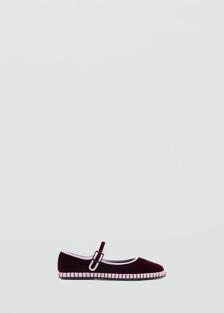 Two-tone buckle ballerinas — Burgundy