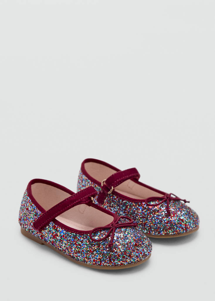 Glitter ballerina with adjustable strap — Burgundy