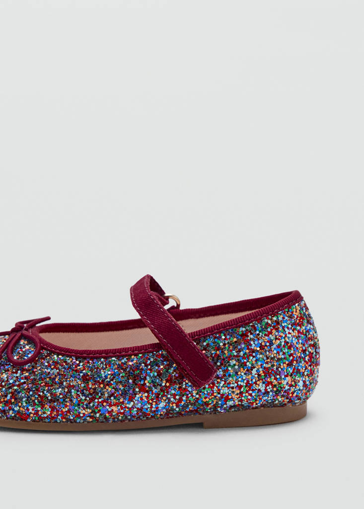 Glitter ballerina with adjustable strap — Burgundy