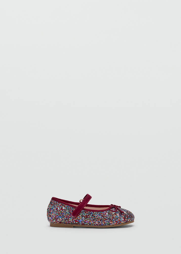 Glitter ballerina with adjustable strap — Burgundy