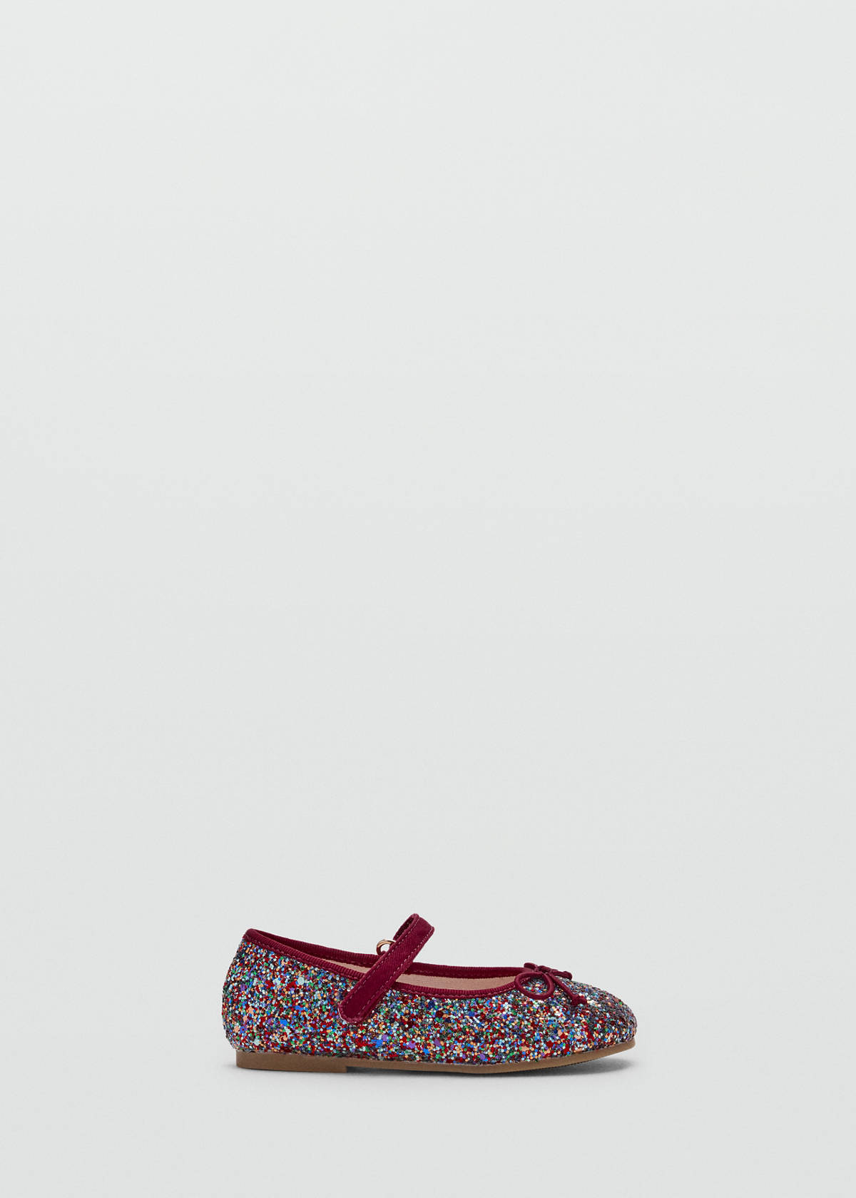 Glitter ballerina with adjustable strap — Burgundy