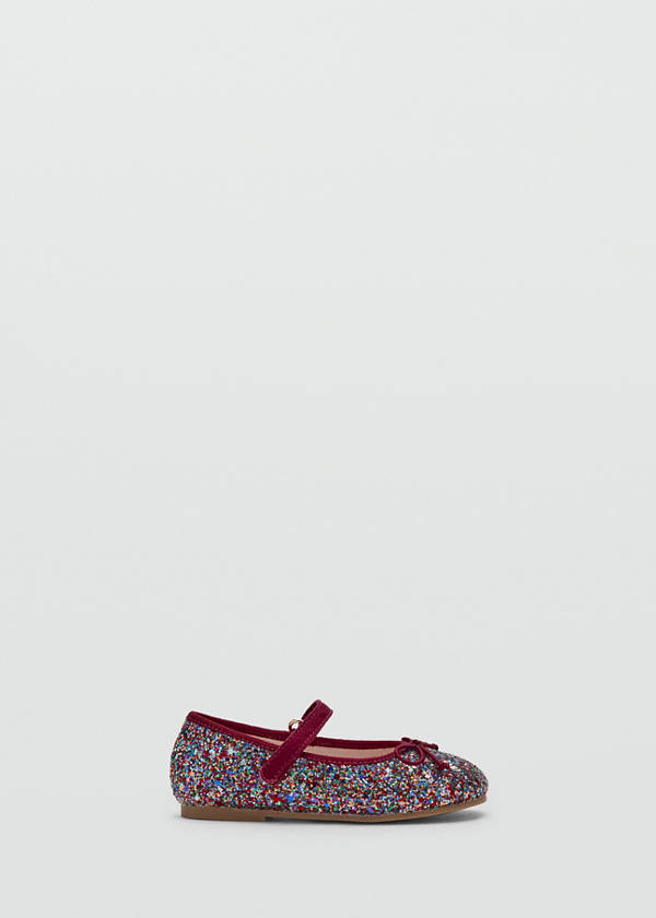 Glitter ballerina with adjustable strap — Burgundy