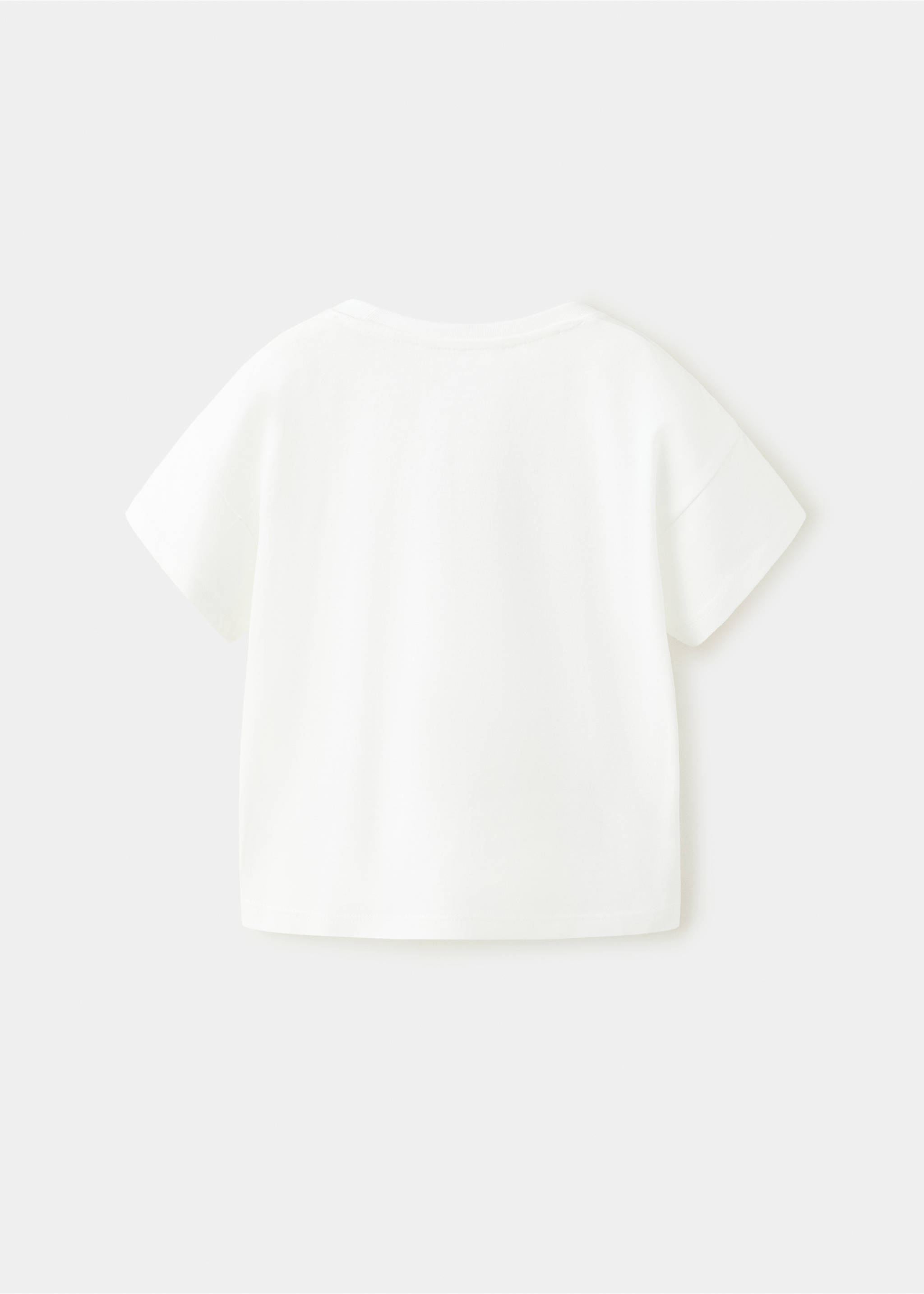 T-shirt coton détail brodé - Verso de l’article, Blanc cassé. Ref: 37083294-00.