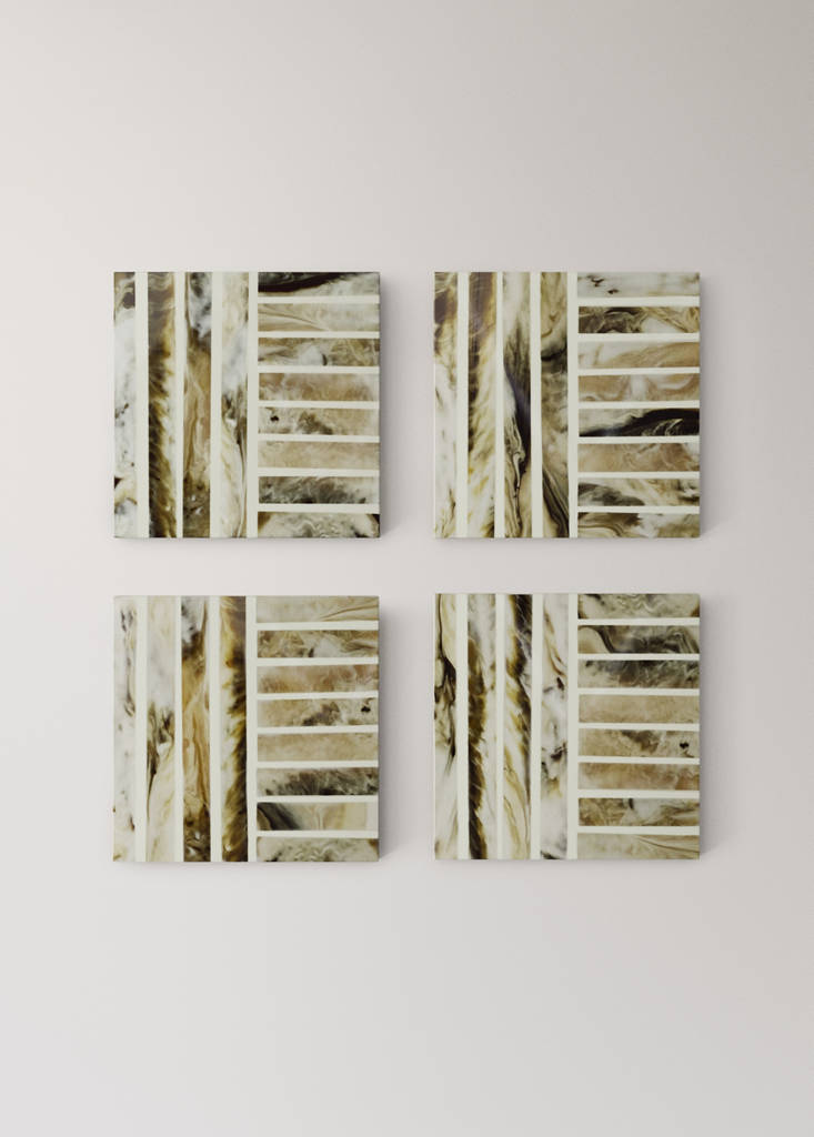 Multicoloured resin coaster — Forest Green