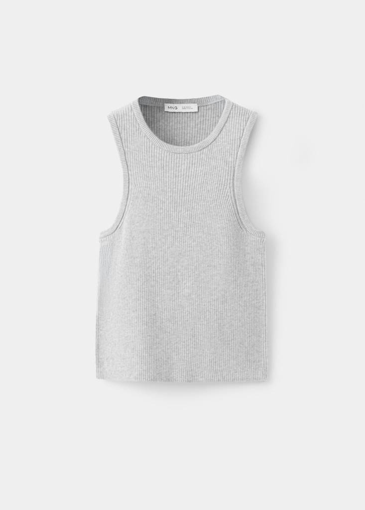 Ribbed knit top — Light Heather Grey