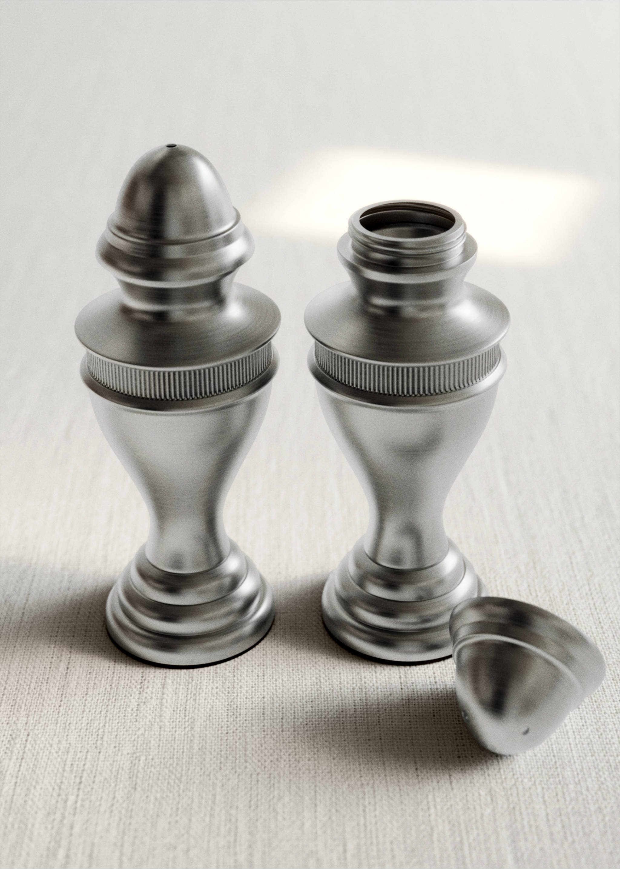 Aluminium salt and pepper shaker set - General plane, Silver. Ref: 37083299-00.