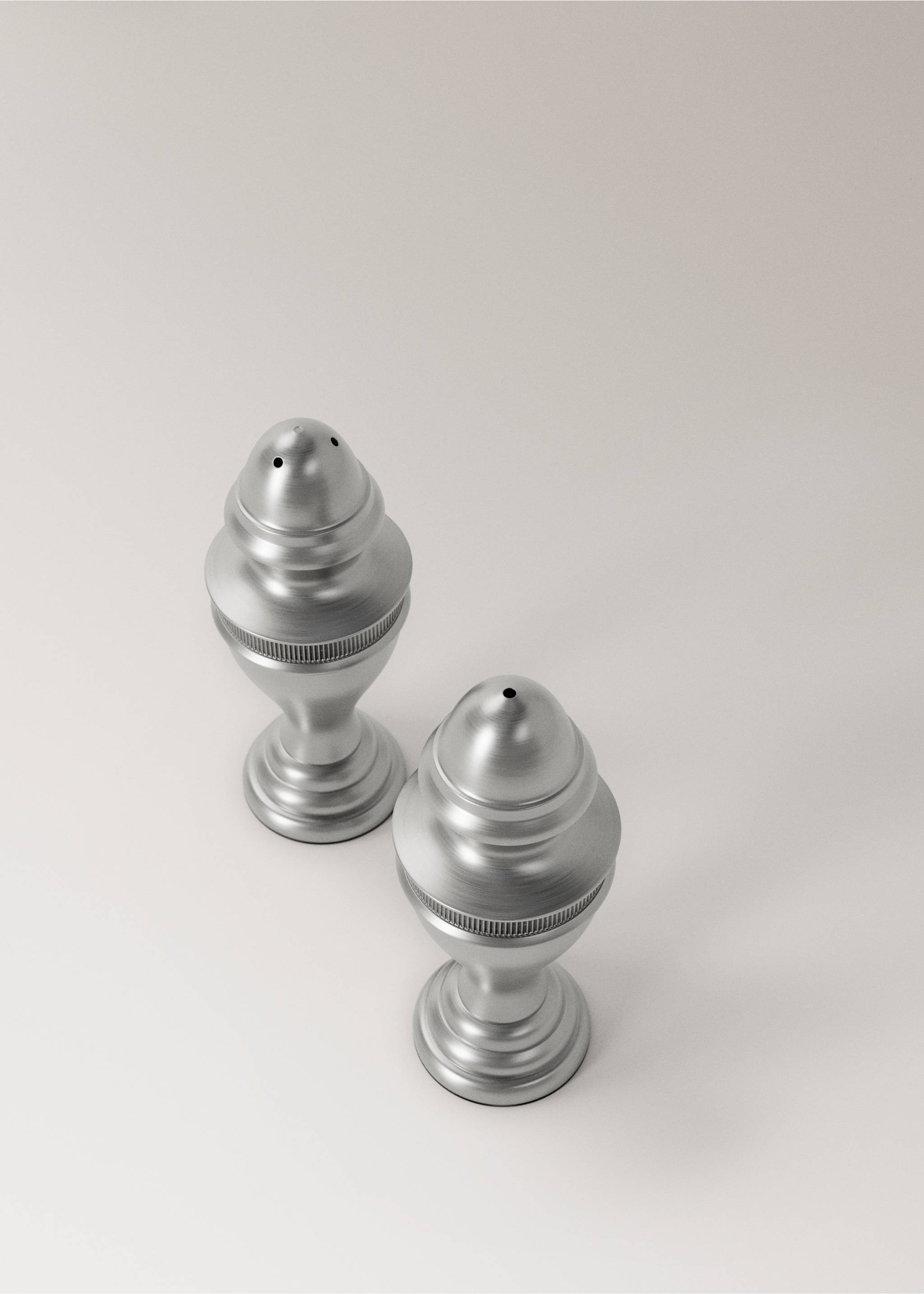 Aluminium salt and pepper shaker set - Details of the article 2, Silver. Ref: 37083299-00.