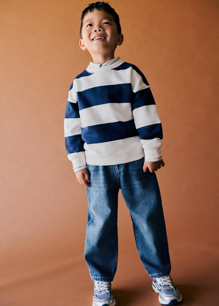 Relaxed fit striped sweatshirt — White