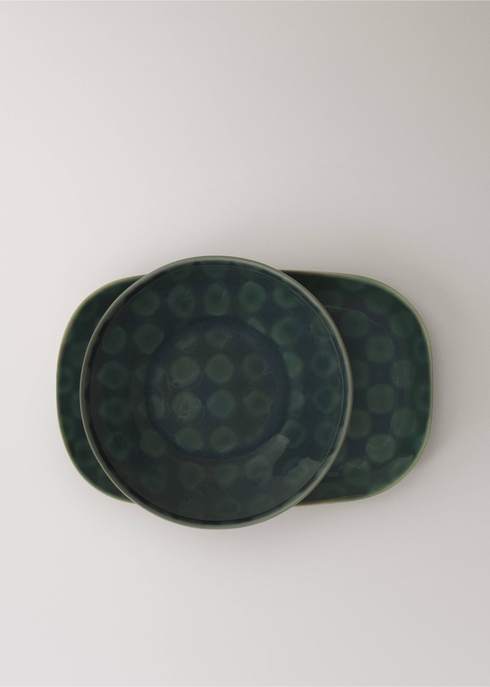 Printed stoneware plate - Details of the article 3, Petrol Blue. Ref: 37083310-00.