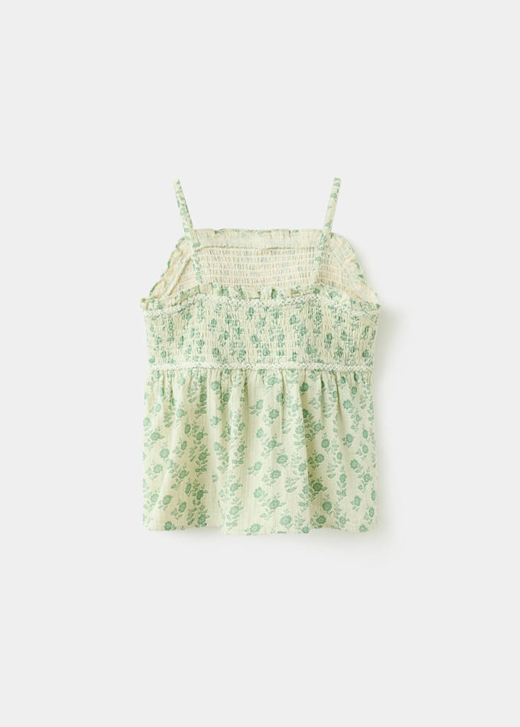 Floral print strappy top — Green