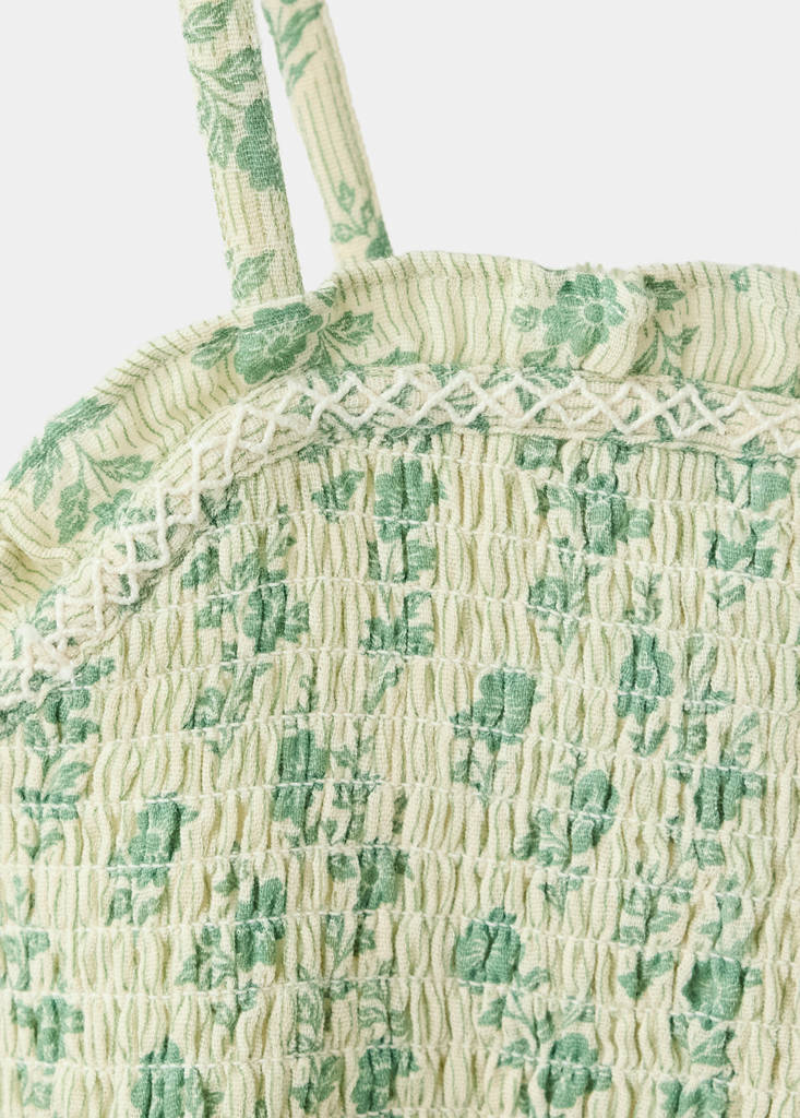 Floral print strappy top — Green