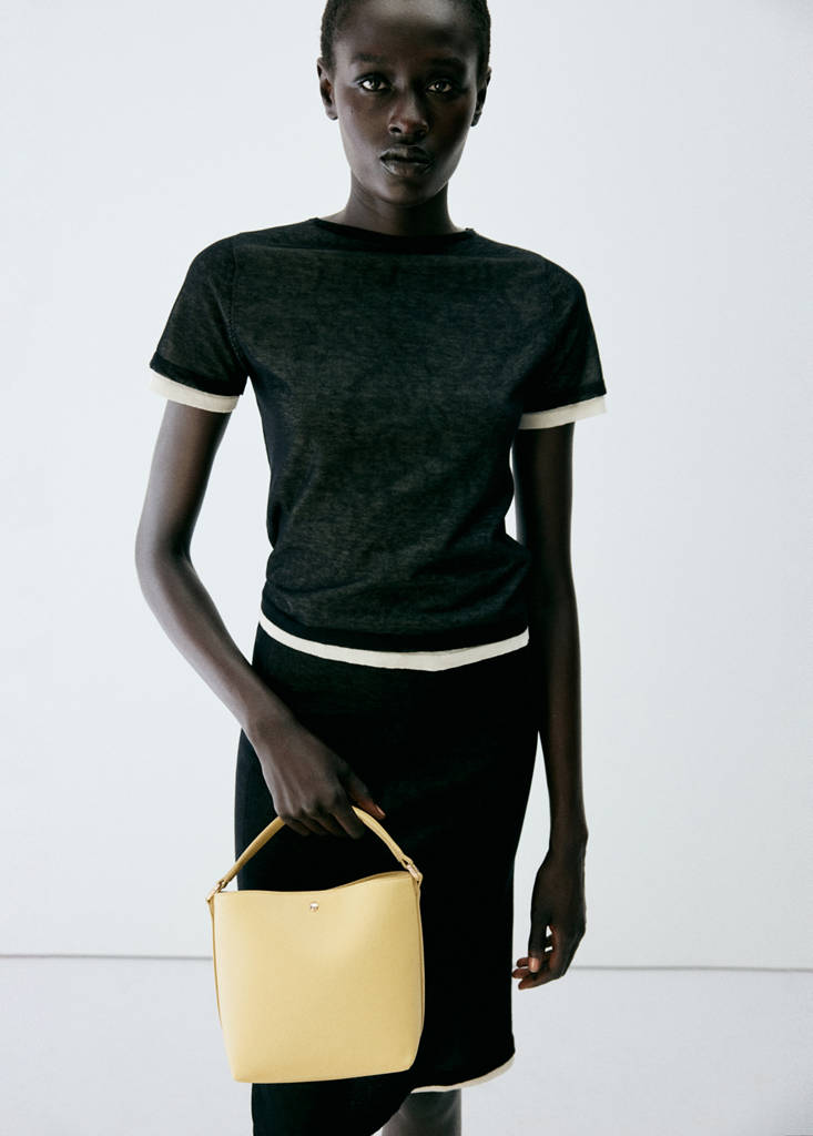 Faux-leather bucket handbag — Vanilla