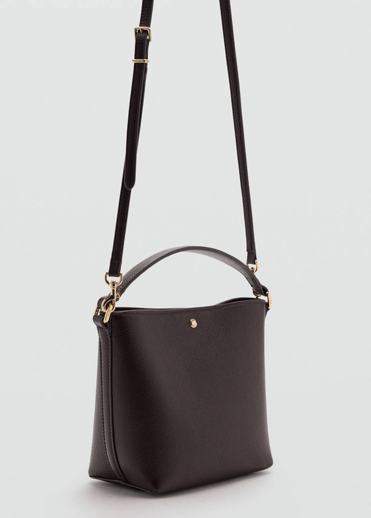 Faux-leather bucket handbag — Chocolate