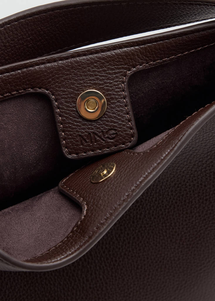 Faux-leather bucket handbag — Chocolate