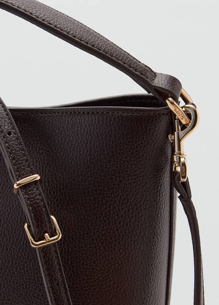 Faux-leather bucket handbag — Chocolate
