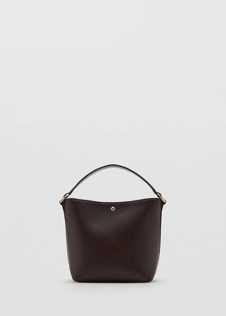 Faux-leather bucket handbag — Chocolate