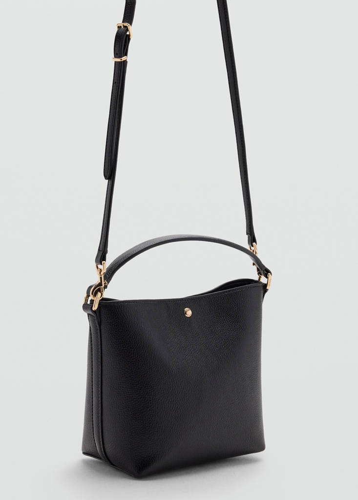 Faux-leather bucket handbag — Black