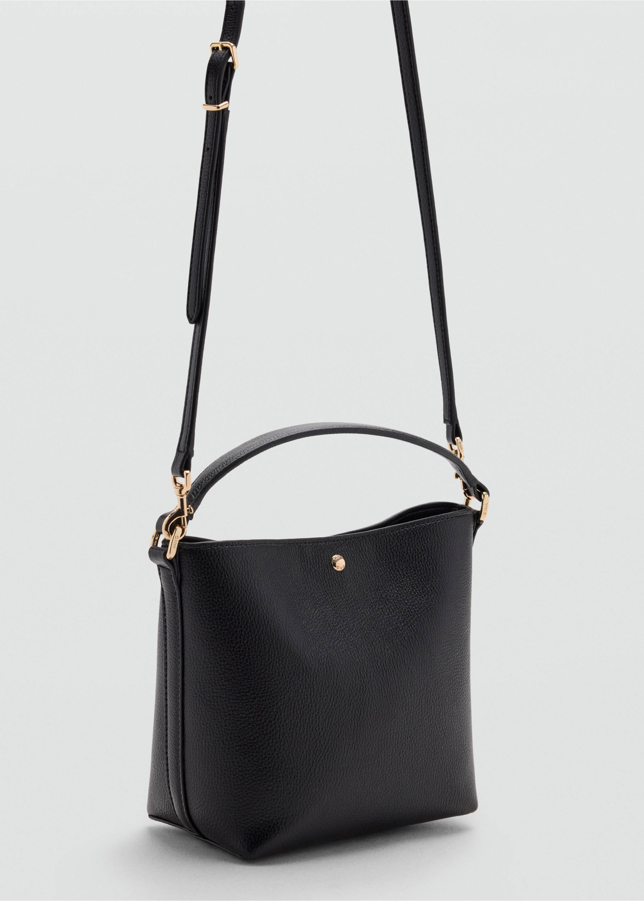 Bucketbag met leereffect - Middenvlak, Zwart. Ref: 37083316-00.