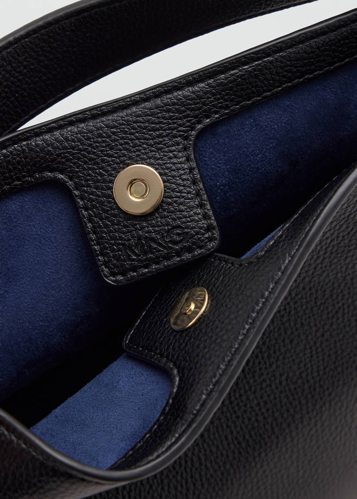 Faux-leather bucket handbag — Black