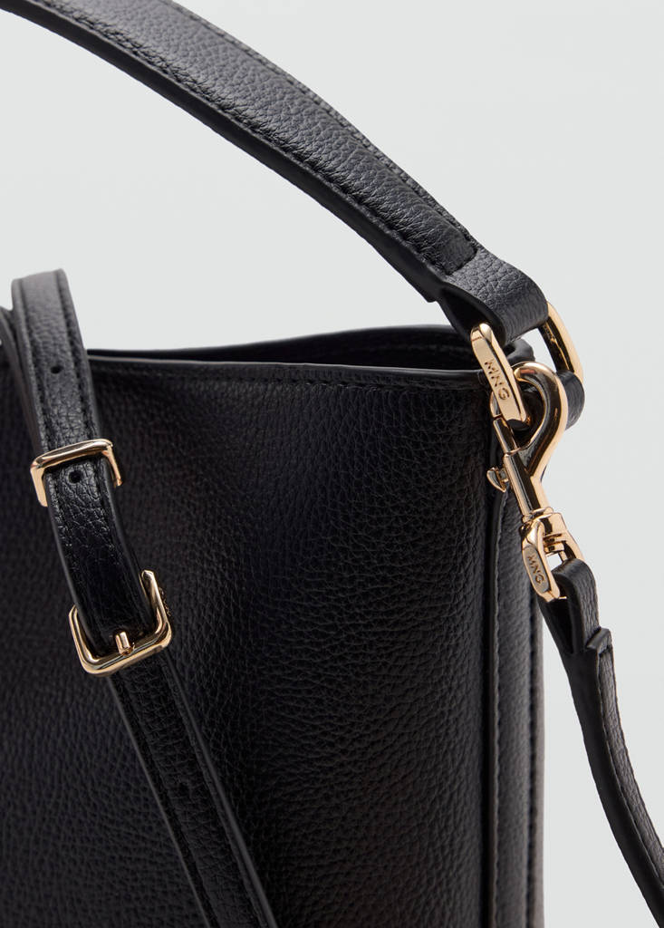 Faux-leather bucket handbag — Black