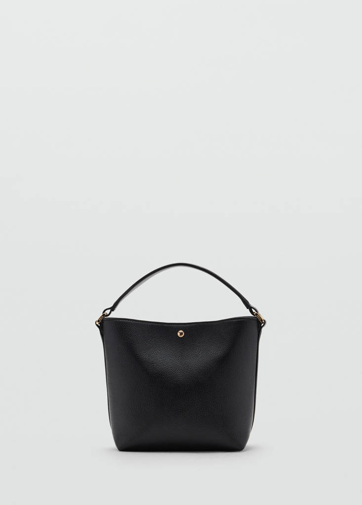 Faux-leather bucket handbag — Black