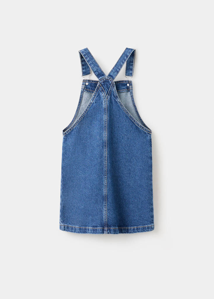 Pocket denim pinafore dress — Dark Blue