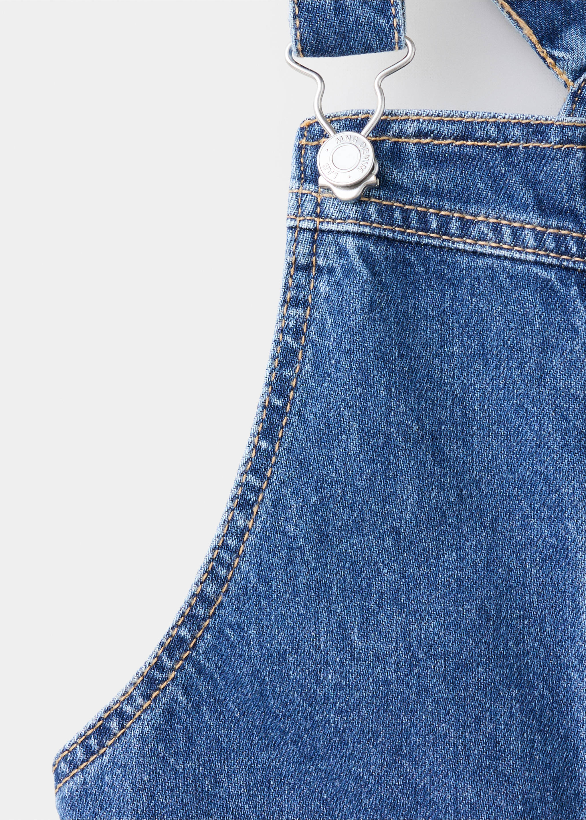 Pocket denim pinafore dress - Details of the article 8, Dark Blue. Ref: 37083318-00.