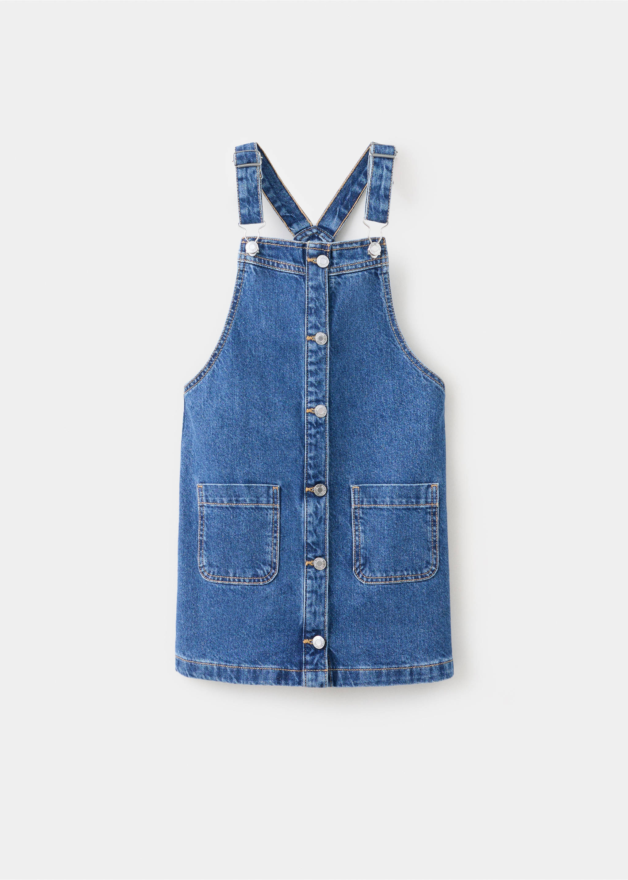 Pocket denim pinafore dress - Article without model, Dark Blue. Ref: 37083318-00.