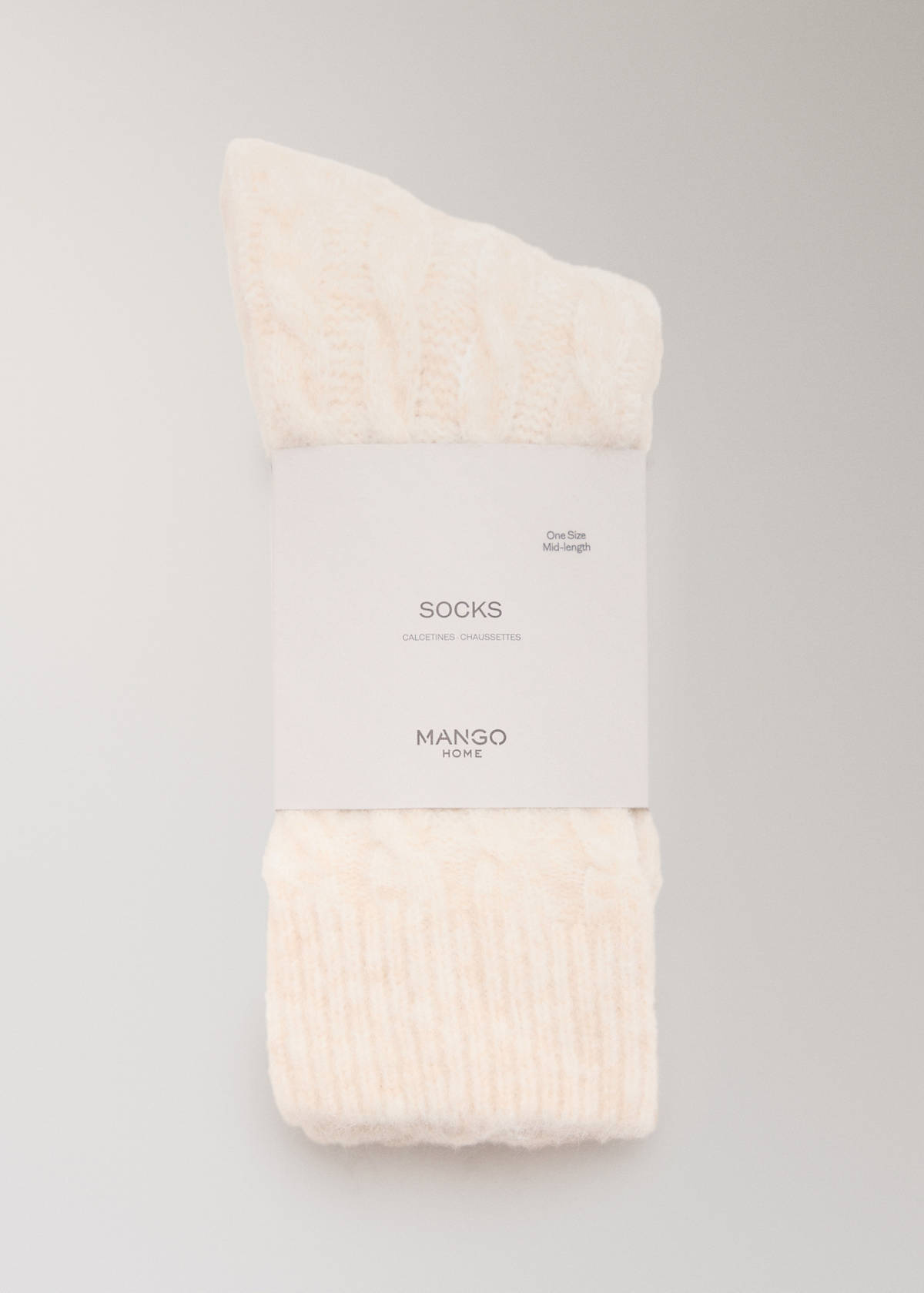 Chunky-knitted braided socks — Ecru