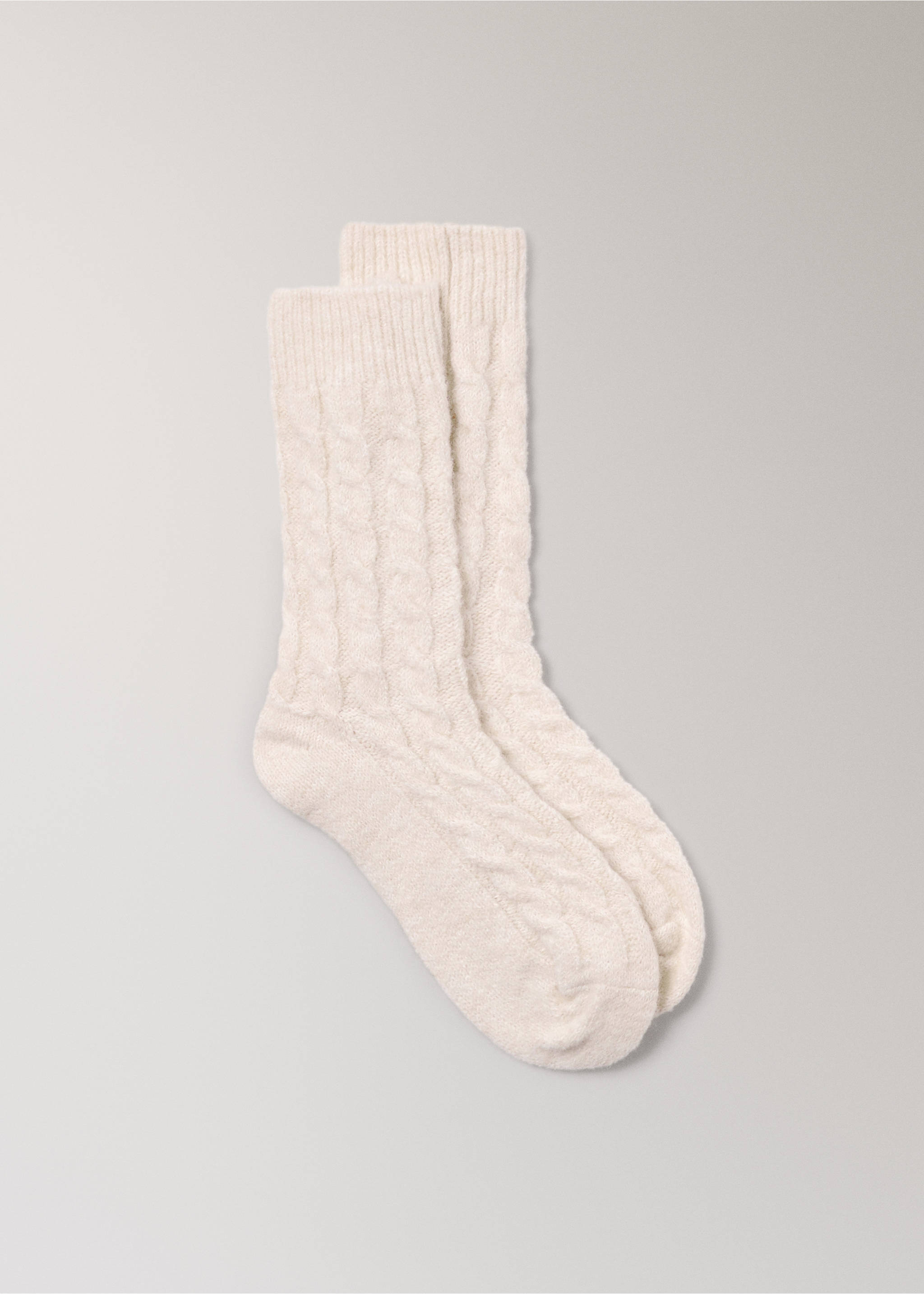 Chunky-knitted braided socks - Article without model, Ecru. Ref: 37083319-00.