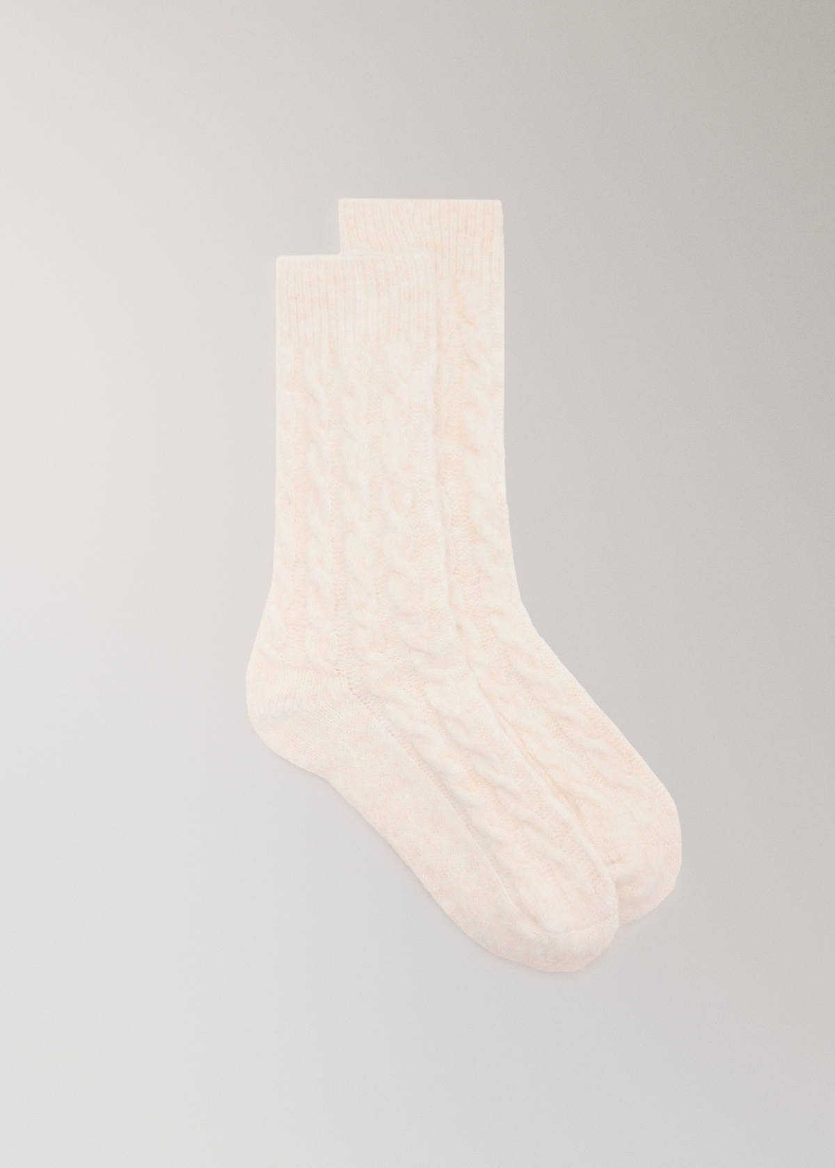 Chunky-knitted braided socks — Ecru