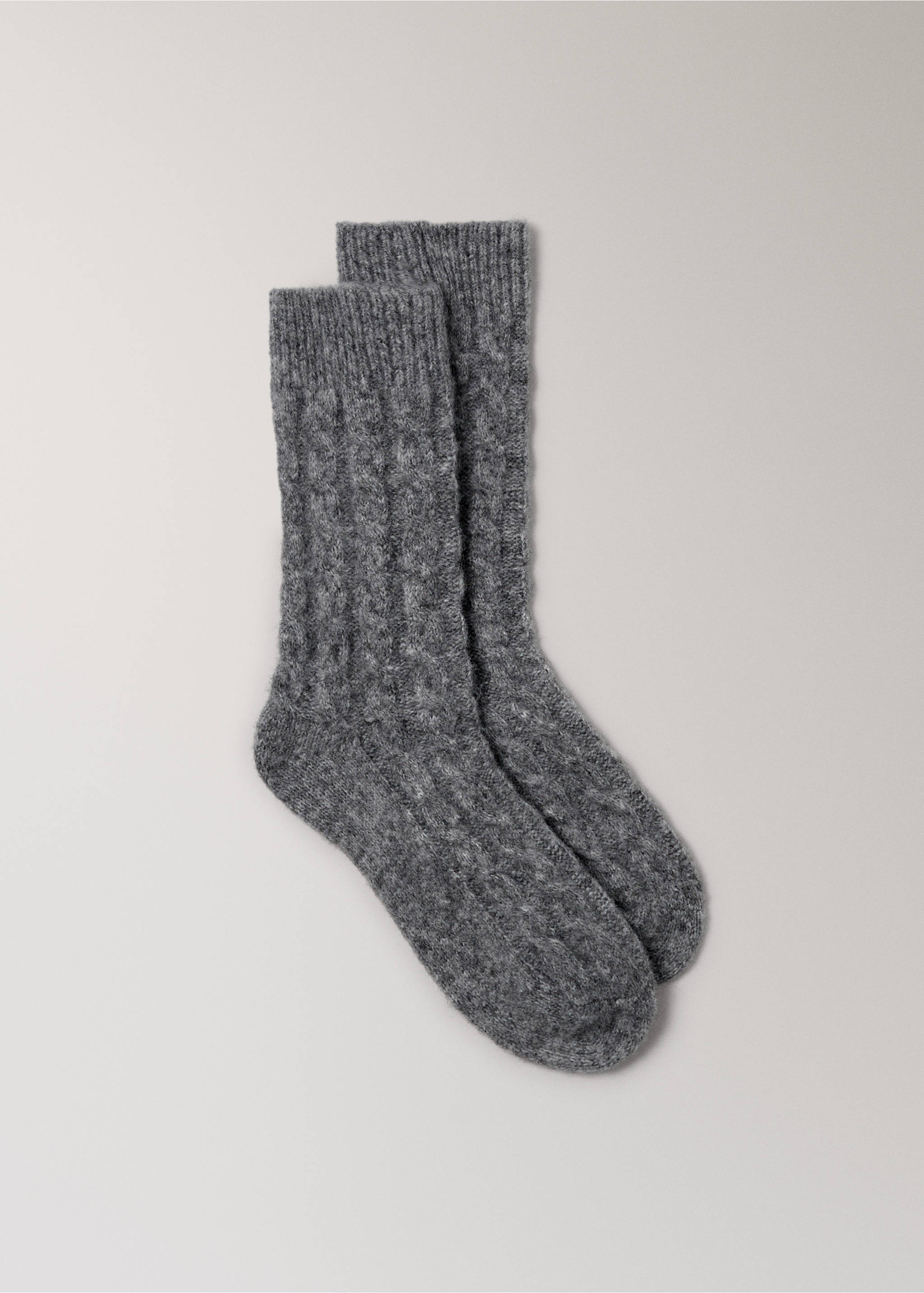Chunky-knitted braided socks - Article without model, Grey. Ref: 37083319-00.