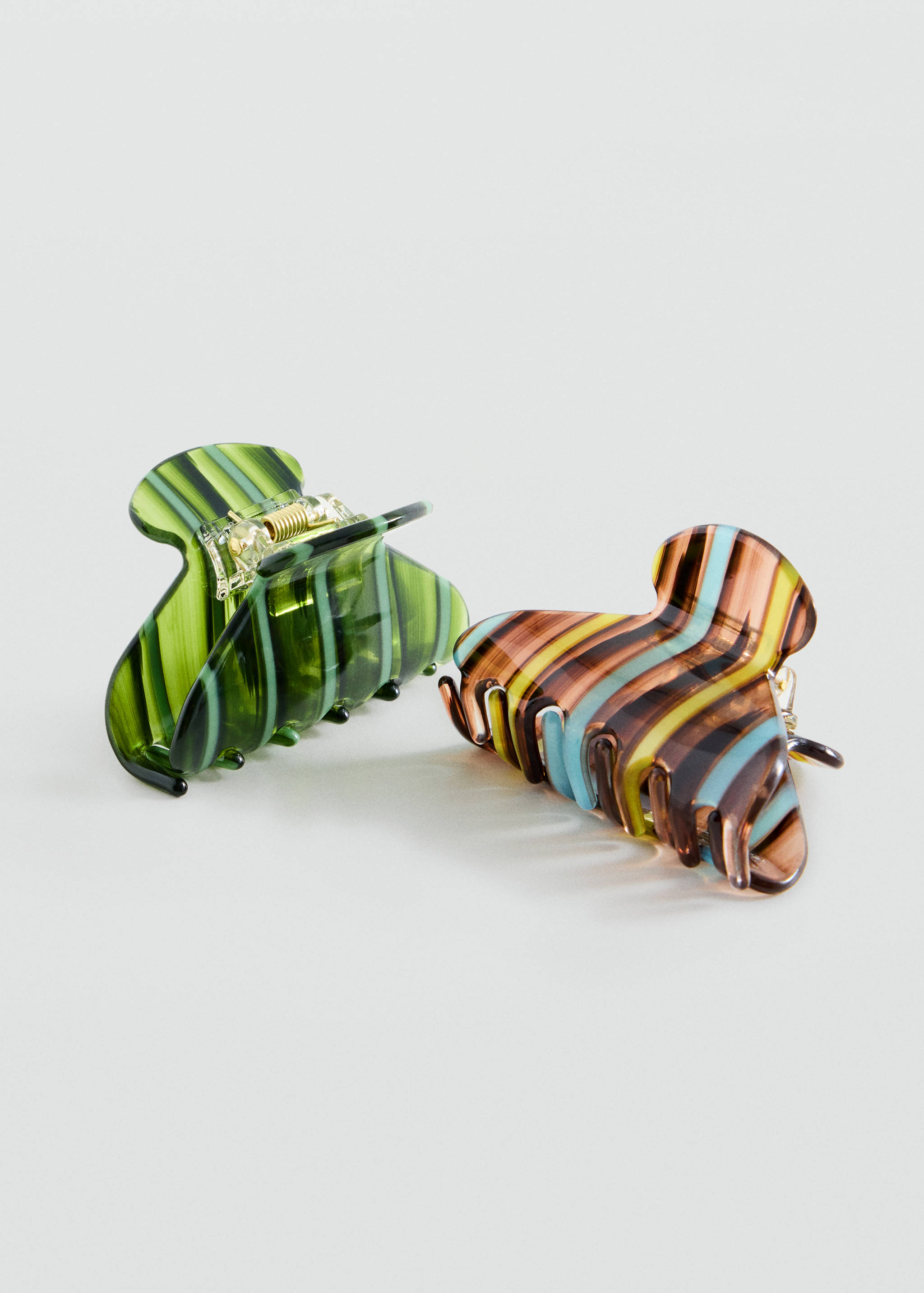 Pack of 2 striped hair clips - Medium plane