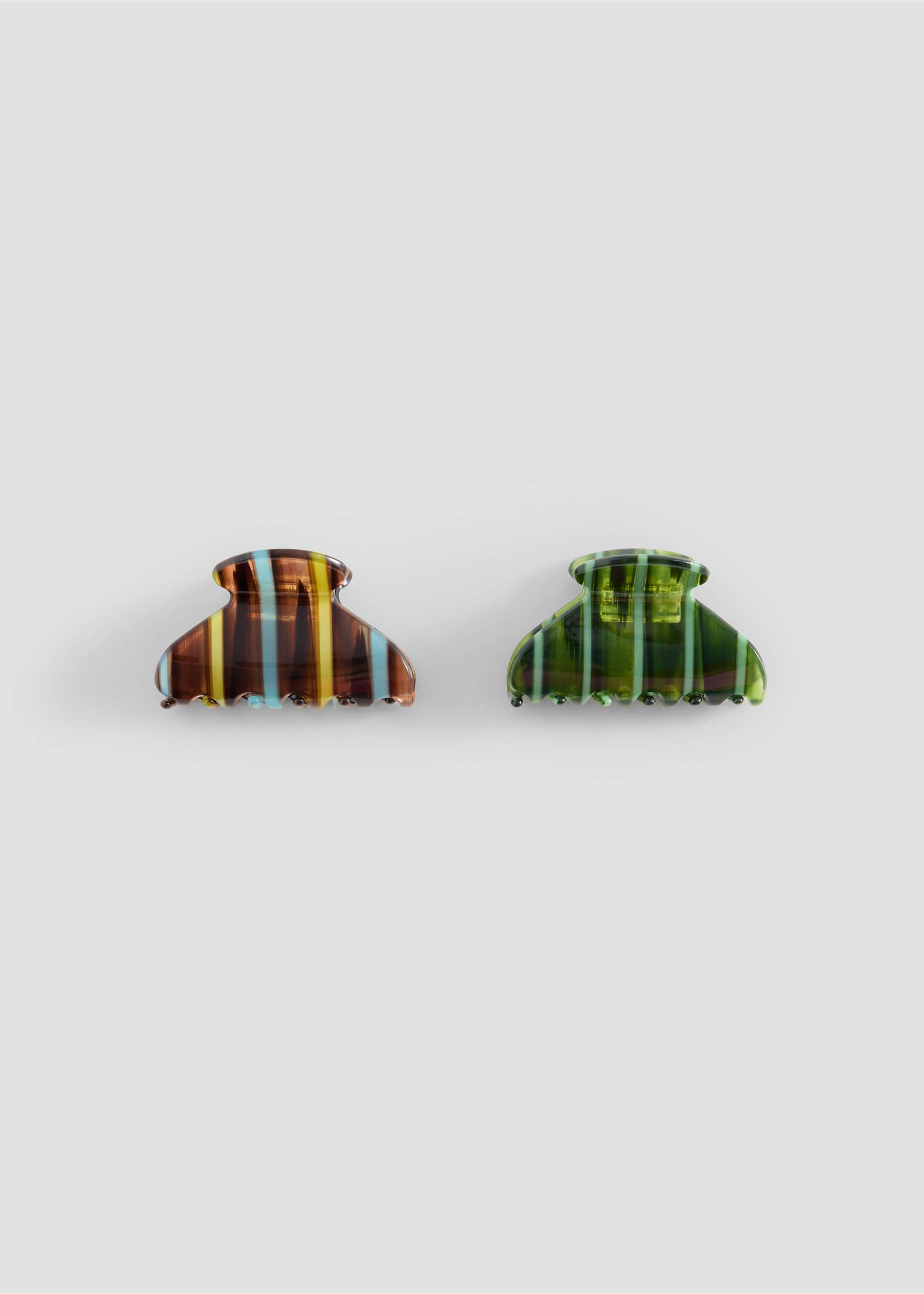 Pack of 2 striped hair clips - Article without model, Brown. Ref: 37083321-00.