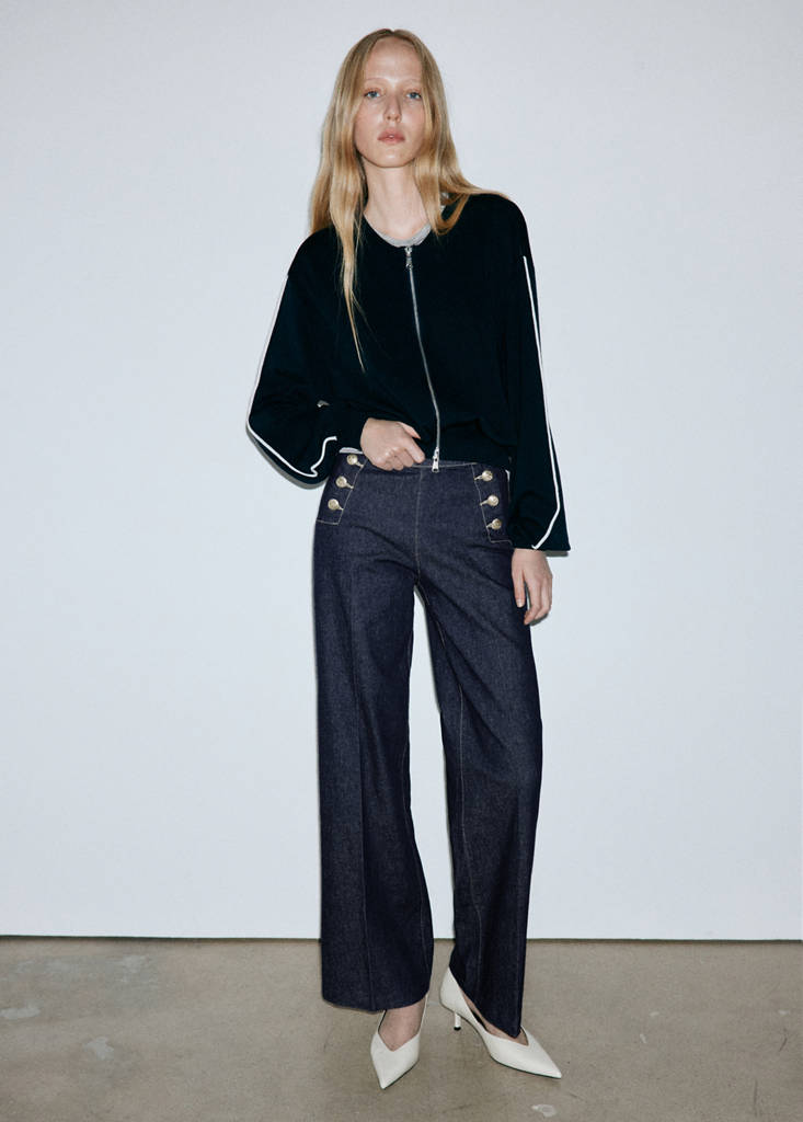 Wide-leg jeans with side buttons — Open Blue