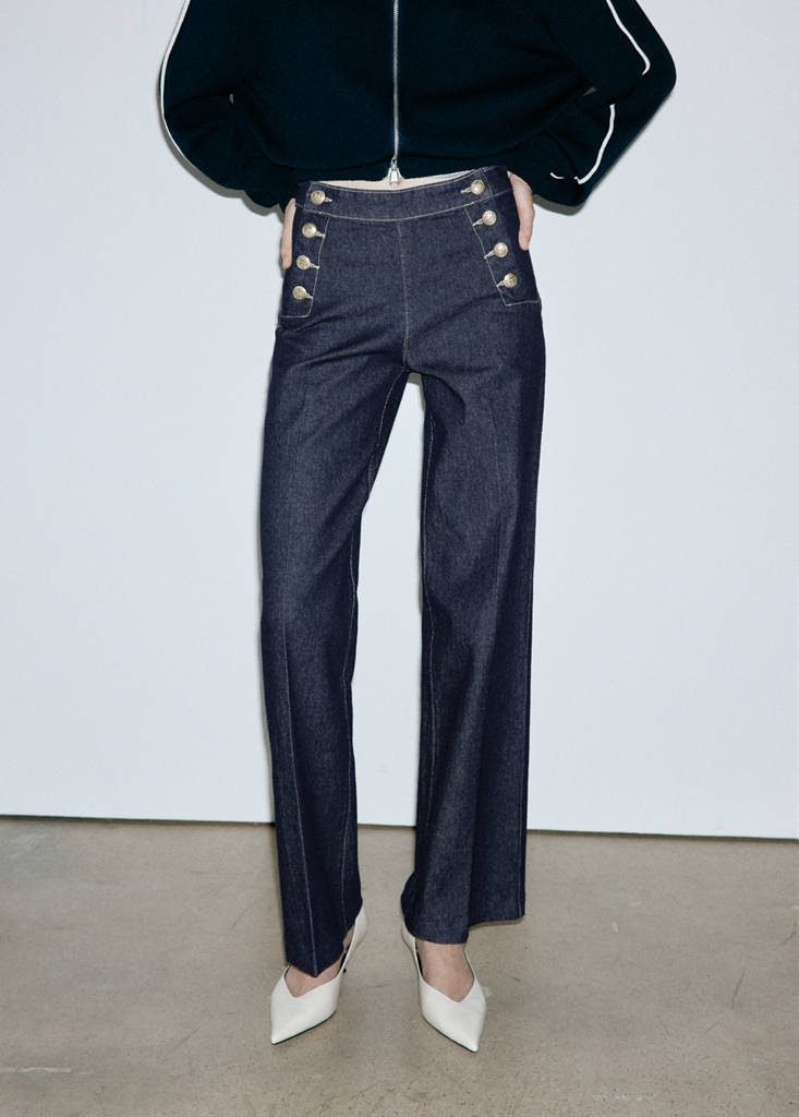 Wide-leg jeans with side buttons — Open Blue