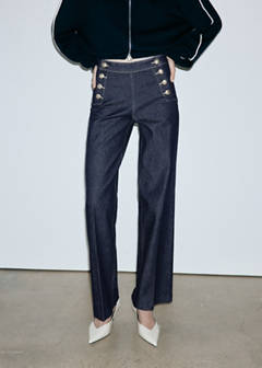 Wide-leg jeans with side buttons — Open Blue 1